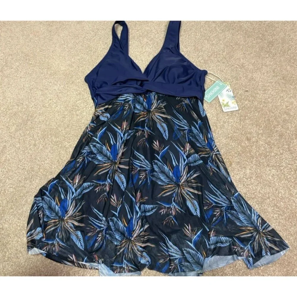 Shekini one piece swimsuit Women’s Large Dark Blue Slimming